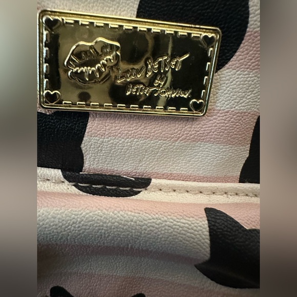 Betsey Johnson Black and Pink Striped Backpack - Picture 6 of 6